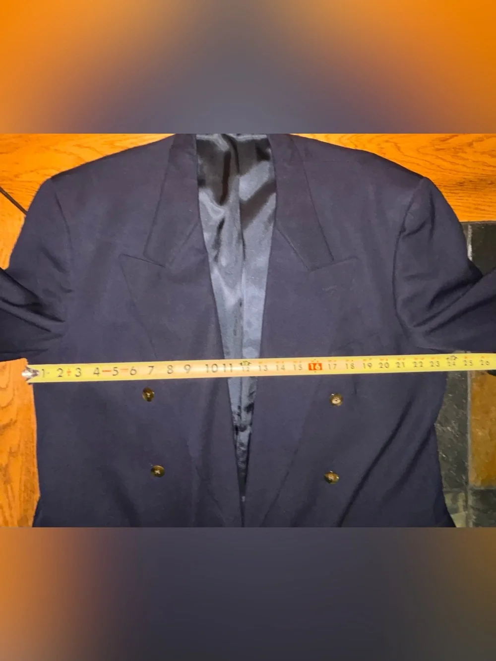 Vintage Givenchy Double-Breasted Dark Navy Suit Jacket Size 46L Wool
